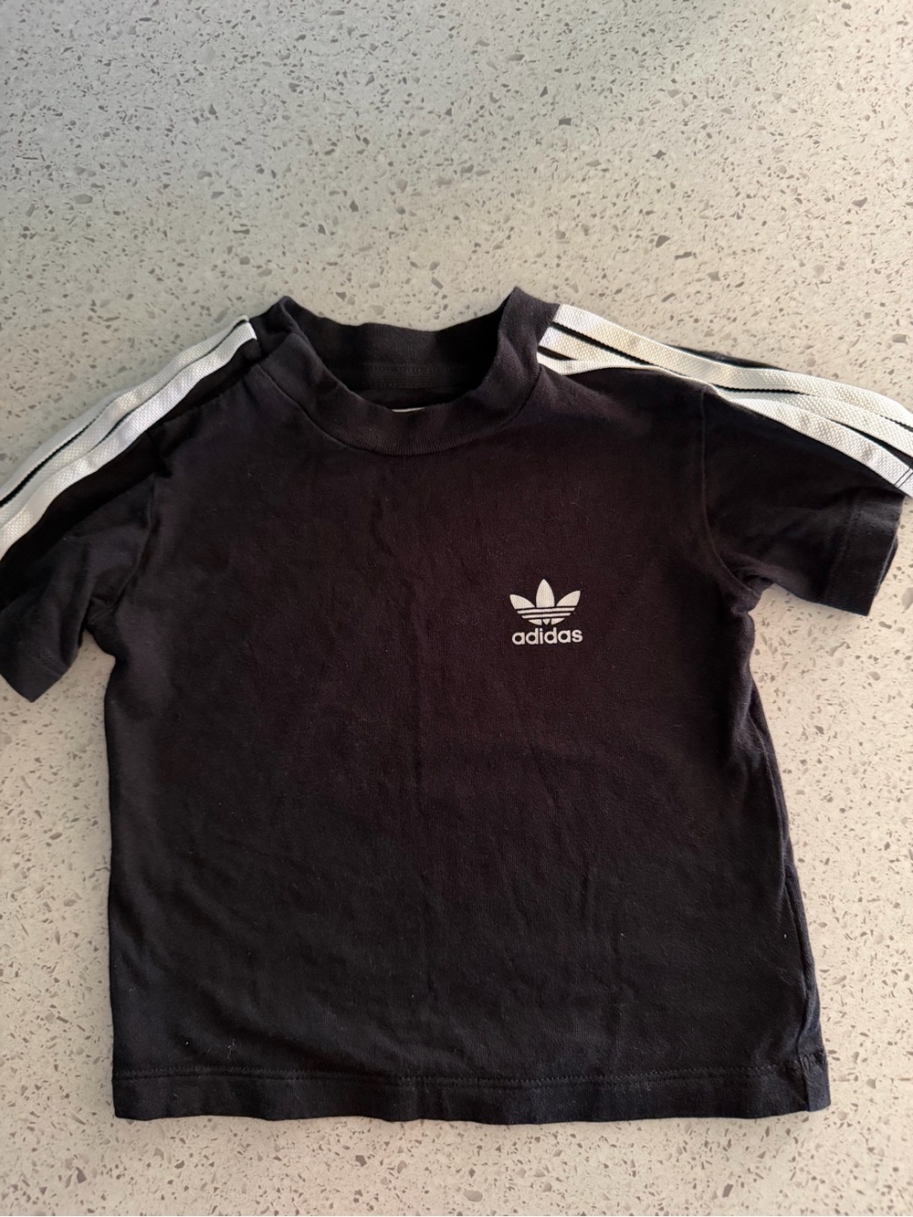 adidas Black Tee with White Shoulder Stripes Size 12-18M - Picture 6 of 6